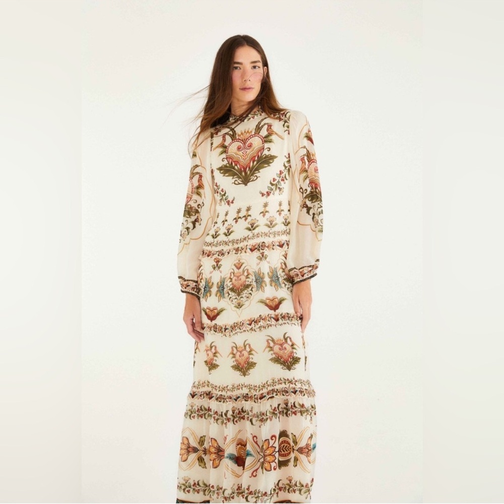 Farm Rio Cream Majestic Hearts Maxi Dress - Picture 3 of 8